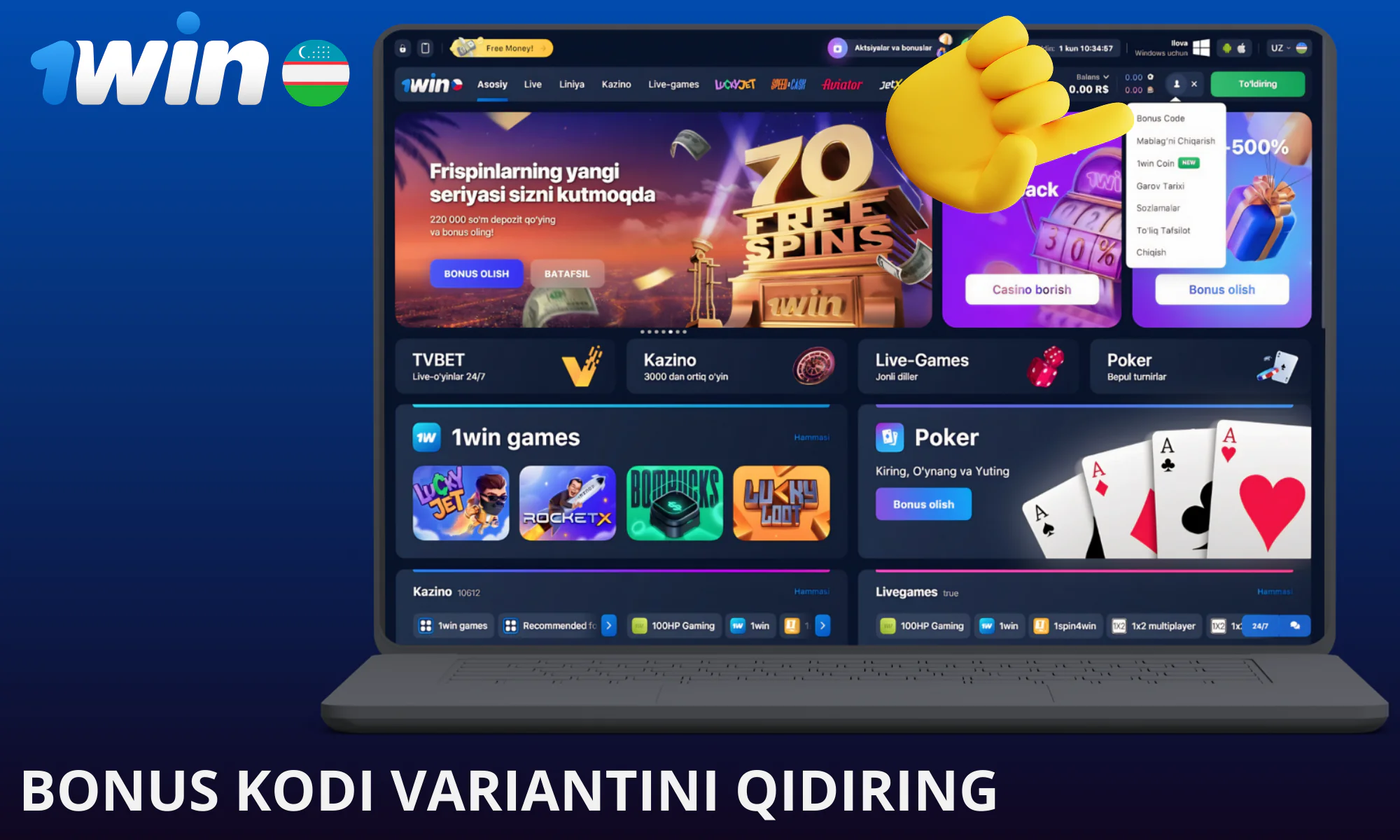 Bonus kodi variantini qidiring