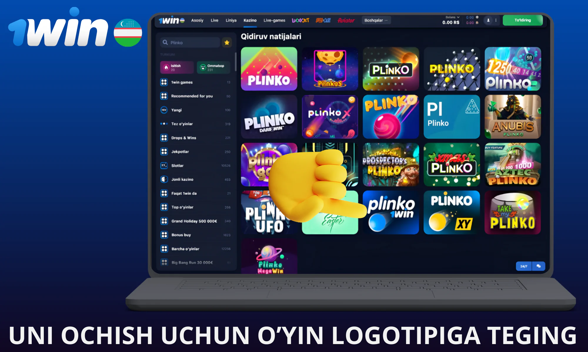 Uni ochish uchun o’yin logotipiga teging