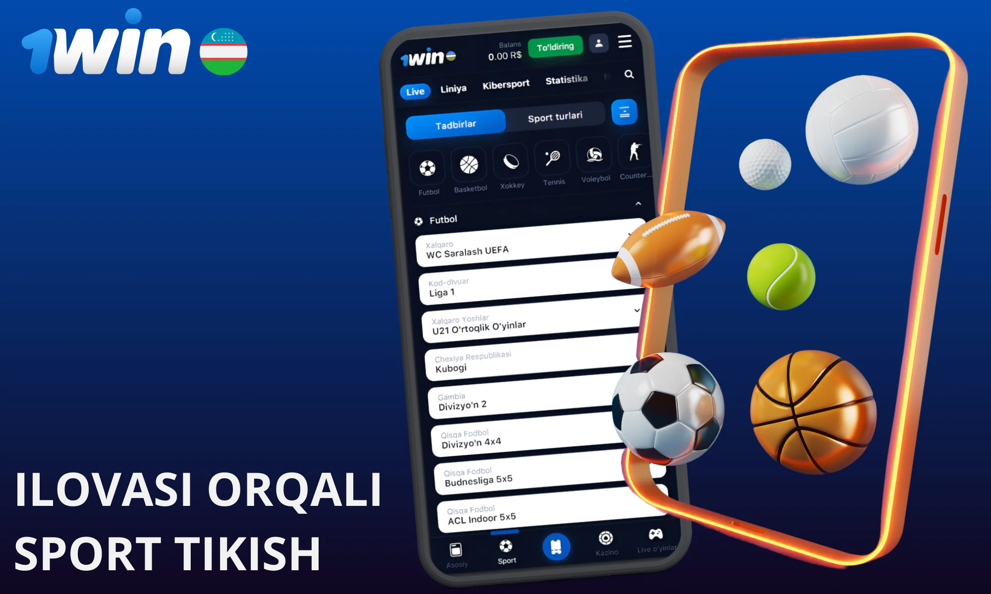 IOS va Android mobil qurilmalarida 1win ilovasida sport tikish toifasi